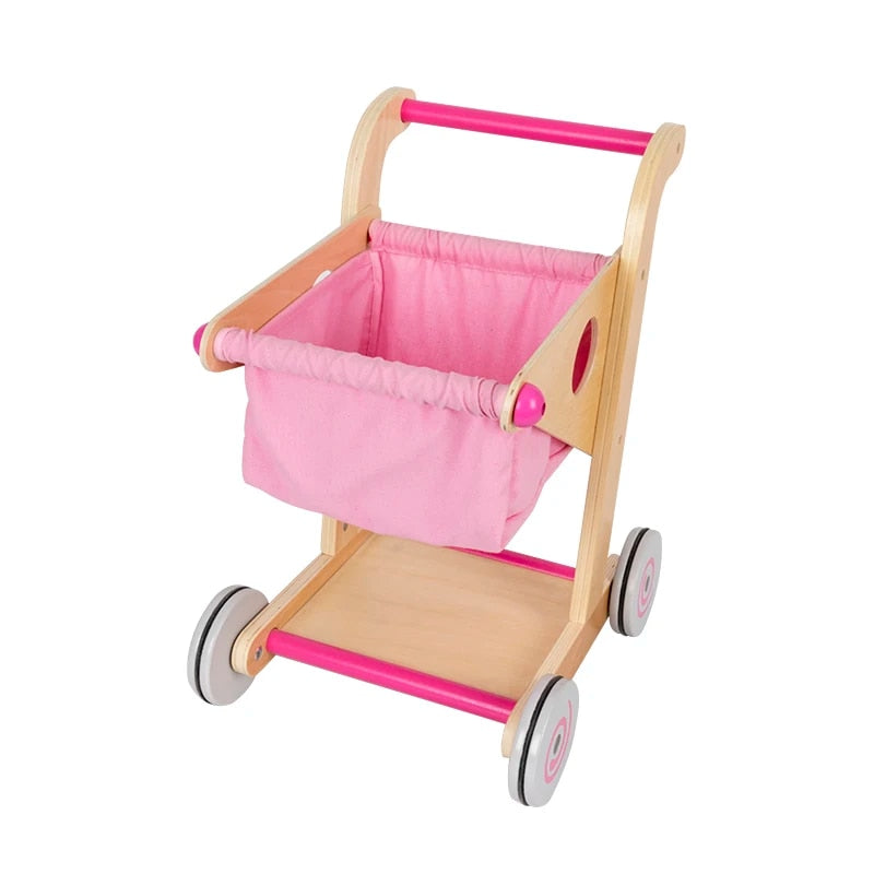 Bl-19002 Дървена Количка За Пазаруване Розов - Дървени Играчки - Raya toys - BebeMama