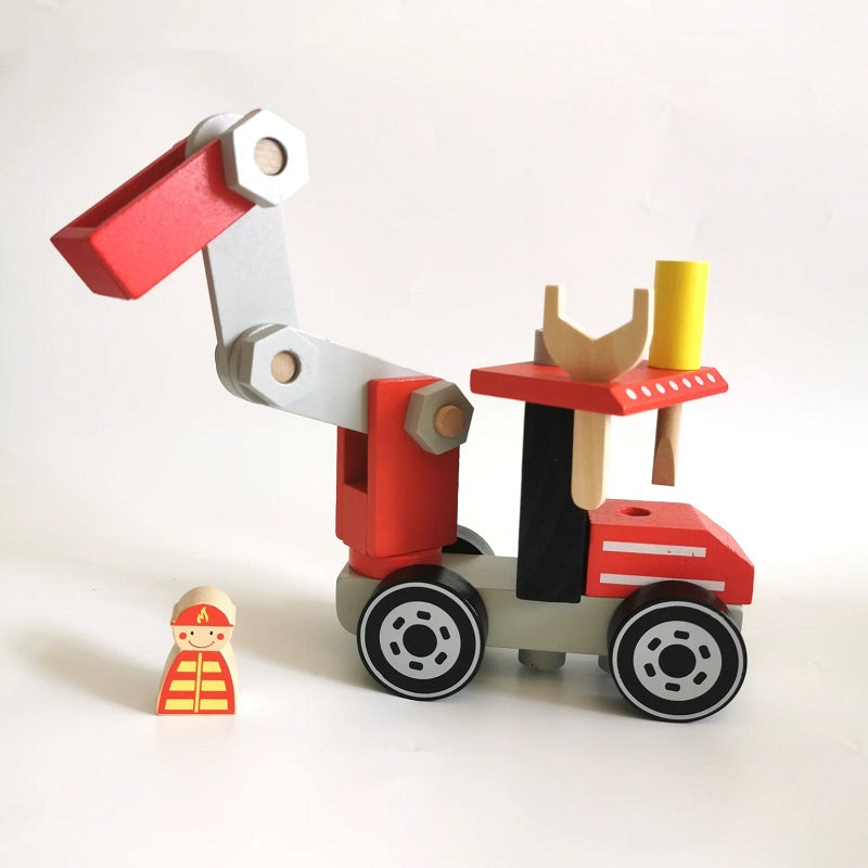 Bl-20515 Дървена Пожарна Червен - Дървени Играчки - Raya toys - BebeMama