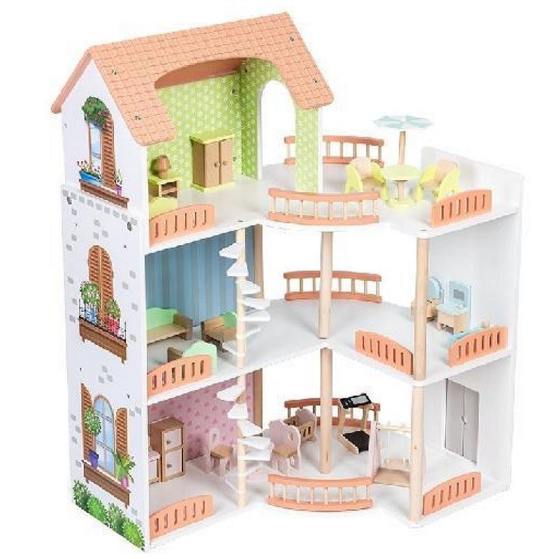 Bl-20132 Дървена Вила За Кукли - Дървени Играчки - Raya toys - BebeMama
