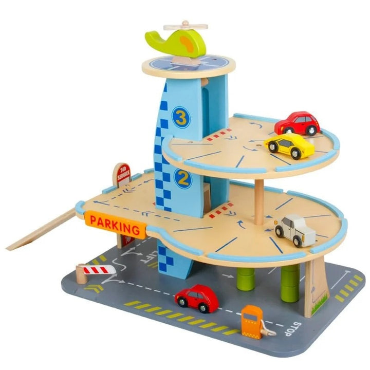 Bl-19504 Дървен Паркинг С Коли - Дървени Играчки - Raya toys - BebeMama