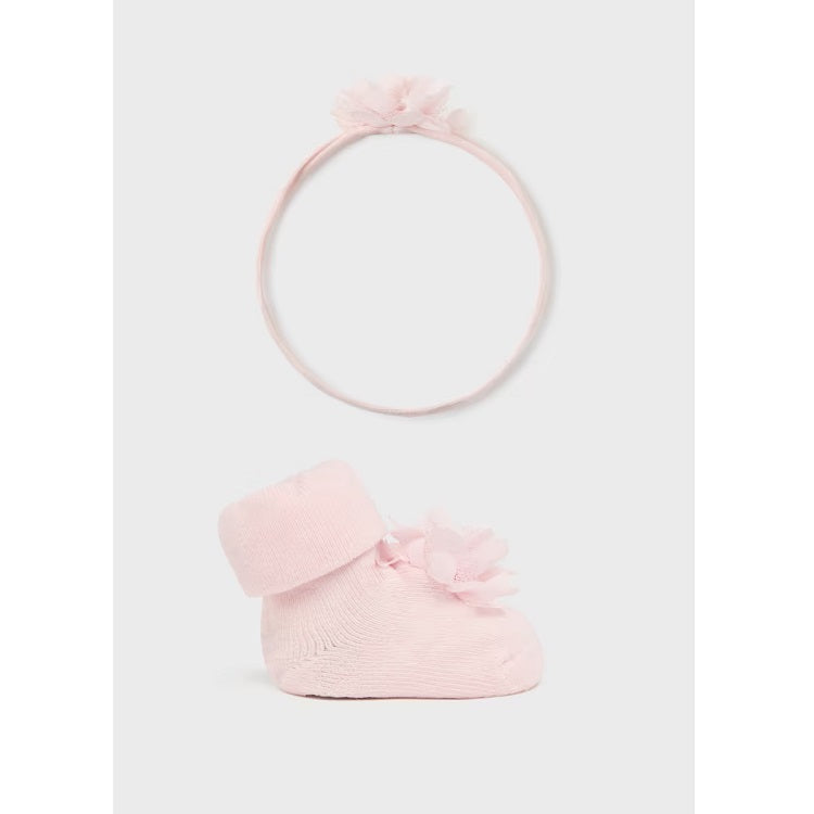 Set 9763 cu bandă de susținere și șosete roz, 6M