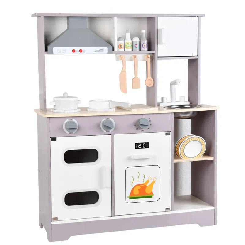 Bl-20212 Дървена Кухня С Електронен Аспиратор - Дървени Играчки - Raya toys - BebeMama