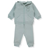 Trening cu glugă K4616, verde, cu imprimeu Lama drăguț, 6-9M/74Cm