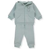 Trening cu glugă K4616, verde, cu imprimeu Lama drăguț, 6-9M/74Cm