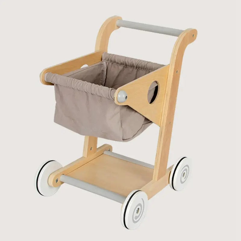 Bl-19001 Дървена Количка За Пазаруване Сив - Дървени Играчки - Raya toys - BebeMama