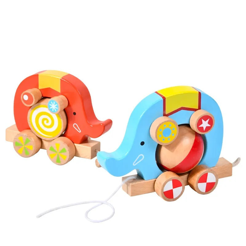 Bl-20511 Дървени Слончета За Дърпане - Дървени Играчки - Raya toys - BebeMama