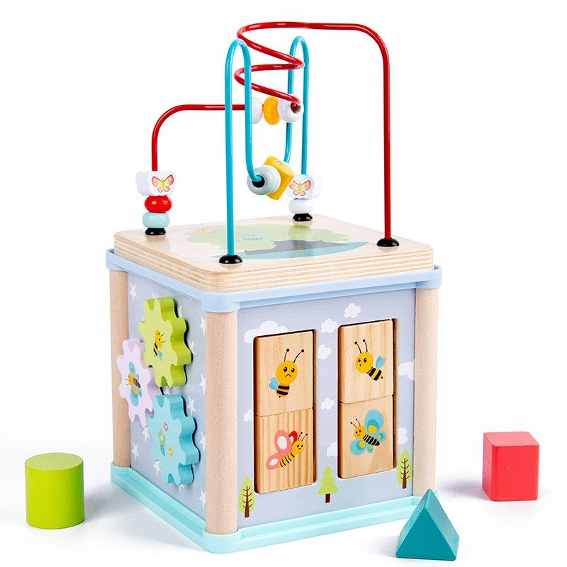 Sh2011 Дървено Кубче Активити - Дървени Играчки - Raya toys - BebeMama
