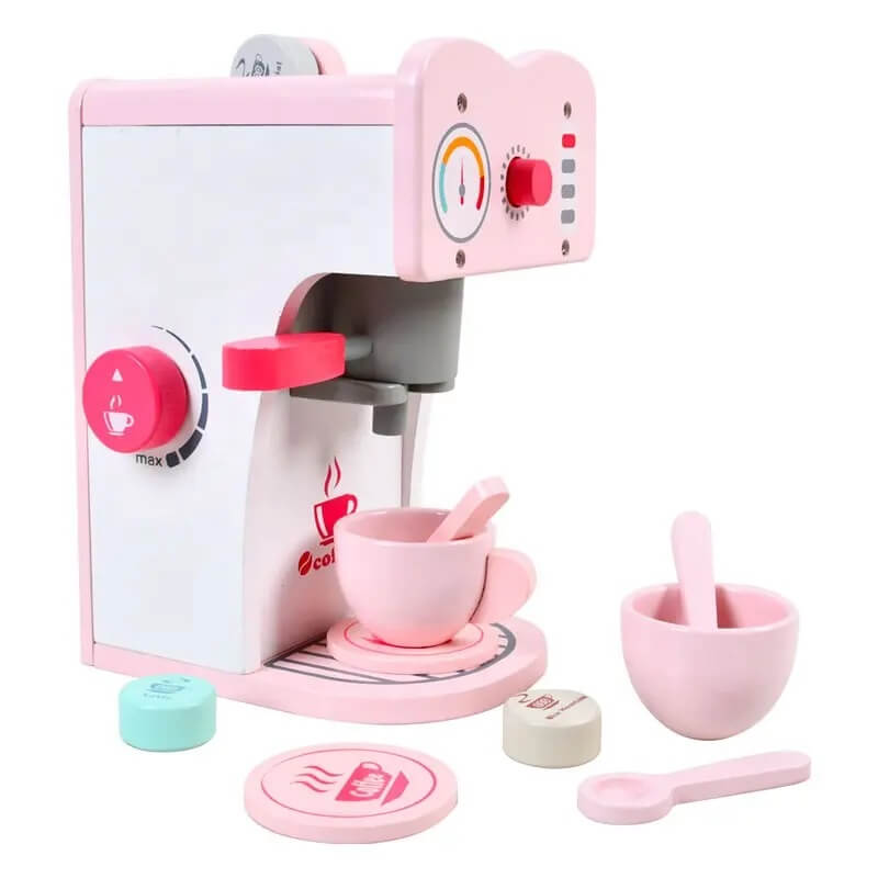 Bl-20115 Дървена Кафе Машина Розов - Дървени Играчки - Raya toys - BebeMama