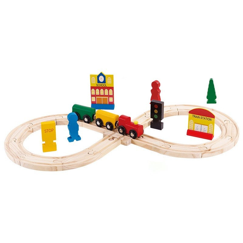 Sh2042 Дървен Влак С Релси 30 Части - Дървени Играчки - Raya toys - BebeMama