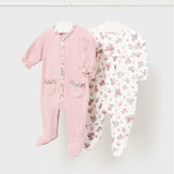Set de 2 pijamale interlock roz bebeluș 1-2