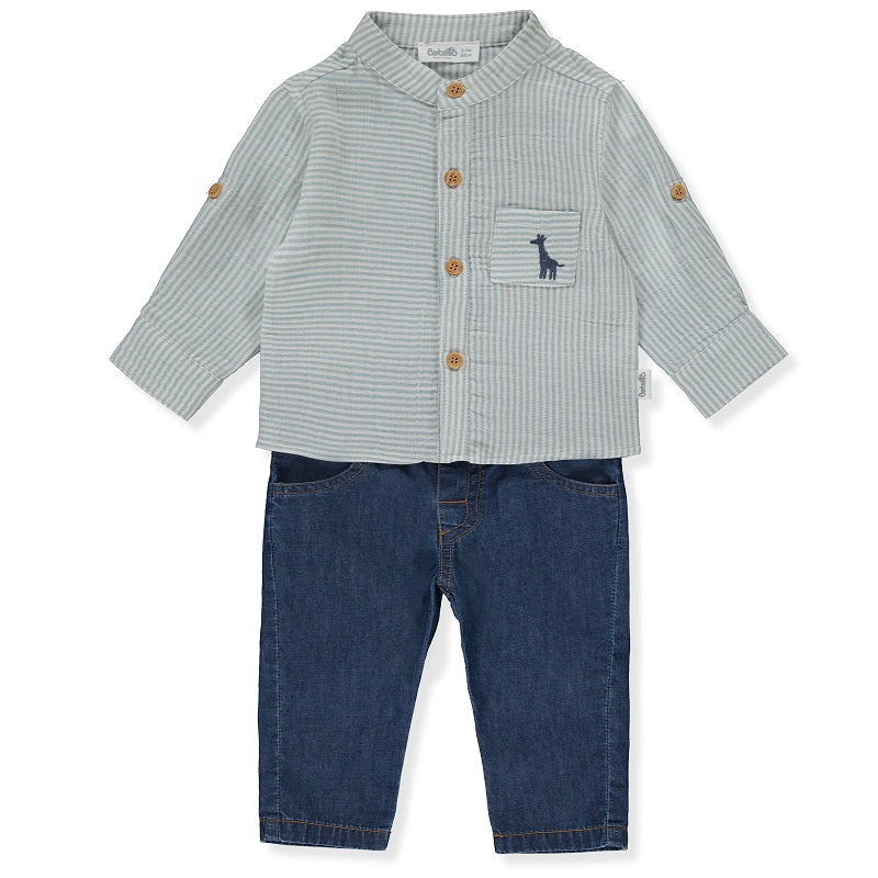 K4335 Дънки И РизаFree Giraffe Син 12-18M 86Cm - Комплекти - Bebetto - BebeMama