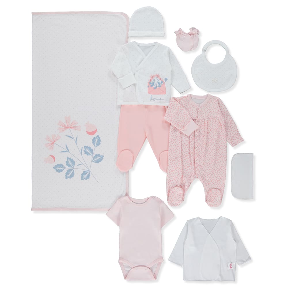 Z933 K-Kt 10 Ch. Litere florale roz 0-3M/62Cm