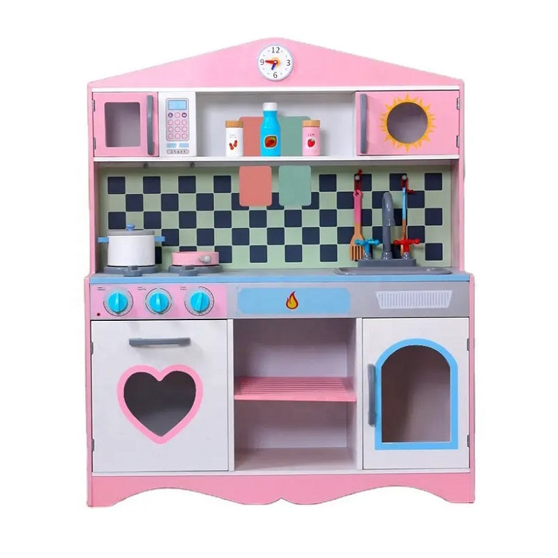 Bl-19028 Дървена Кухня Розов - Дървени Играчки - Raya toys - BebeMama
