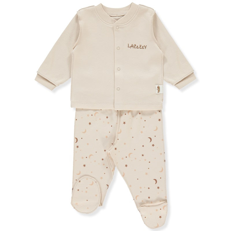 F1307 Пижама 2 Ч Lazzzy Sheep Бежов 3-6M 68Cm - Гащеризони - Bebetto - BebeMama