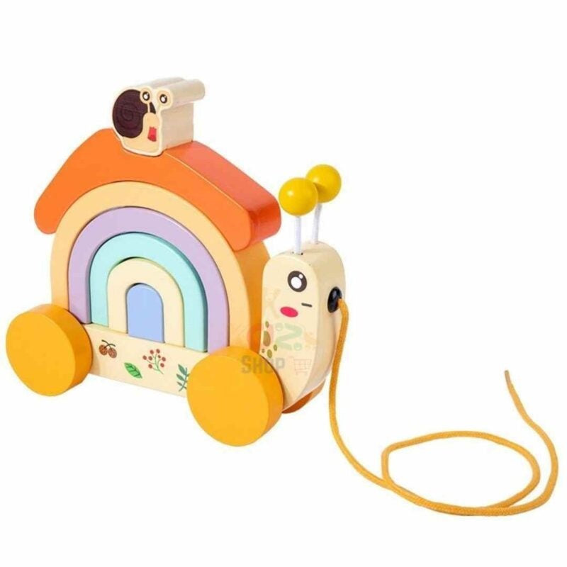Sh2062 Дървен Охлюв За Дърпане - Дървени Играчки - Raya toys - BebeMama