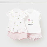 Set tricotat. 4 piese pantaloni scurți bebeluși. Roz 18M