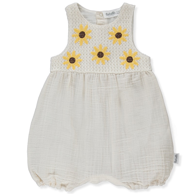 K4382 Гащеризон Ethnic Daisy Бежов6-9M 74Cm - Гащеризони - Bebetto - BebeMama