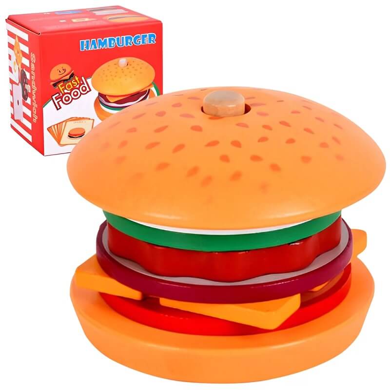 Sh20723 Дървени Рингове Хамбургер - Дървени Играчки - Raya toys - BebeMama