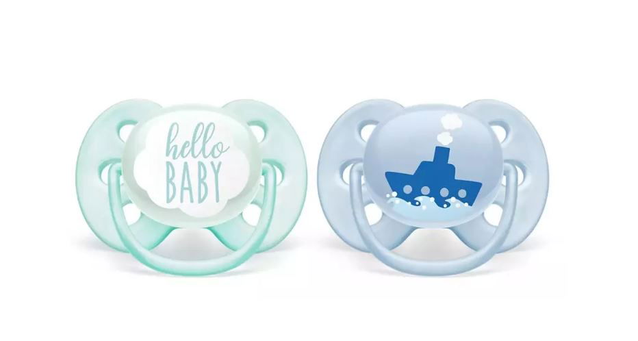 Philips Avent Залъгалки - Ultra Soft + Стерил. Кутия (0-6М) Момче Лодка/Hello --- BebeMama