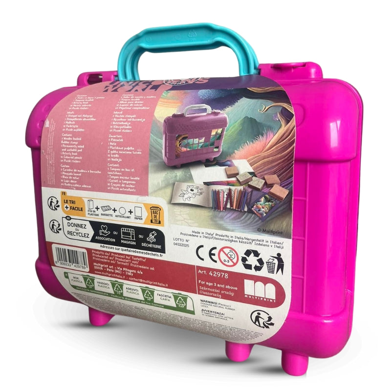 Carcasă creativă „Unicorn magic” cu accesorii de colorat și 5 ștampile