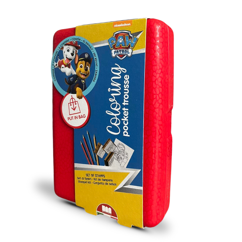 Cutie de depozitare „Patrula Cățelușilor” cu accesorii de colorat și 3 ștampile