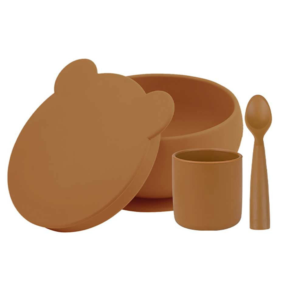 Minikoioi Blw Set I Бебешки Силиконов Комплект За Хранене - Woody Brown --- BebeMama
