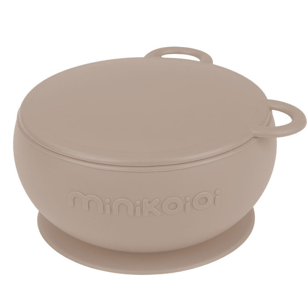 Minikoioi Bowly Силиконова Купа С Вакуум И Капак - Bubble Beige --- BebeMama