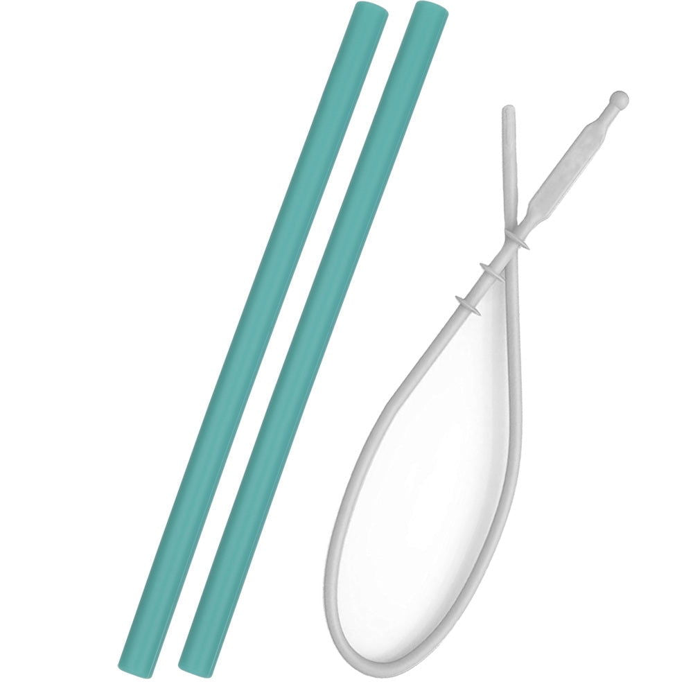 Minikoioi Flexi Straws Силиконови Сламки 2 Бр. - Зелен И Четка --- BebeMama