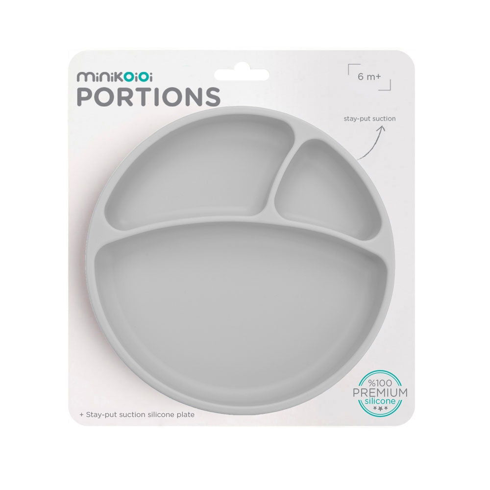 Minikoioi Portions Силиконова Чиния С Вакуум - Grey --- BebeMama