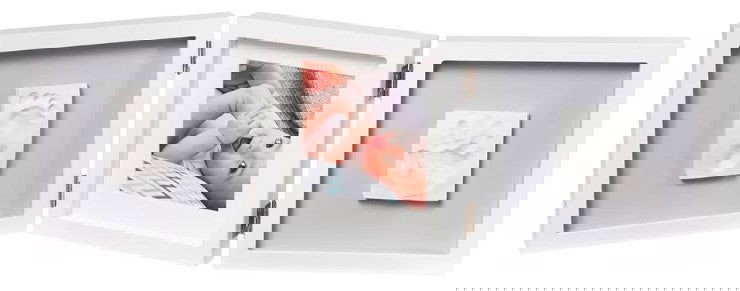 My Baby Style - 2 Отпечатъка + Снимка - Бяла Рамка Сиво Паспарту --- BebeMama