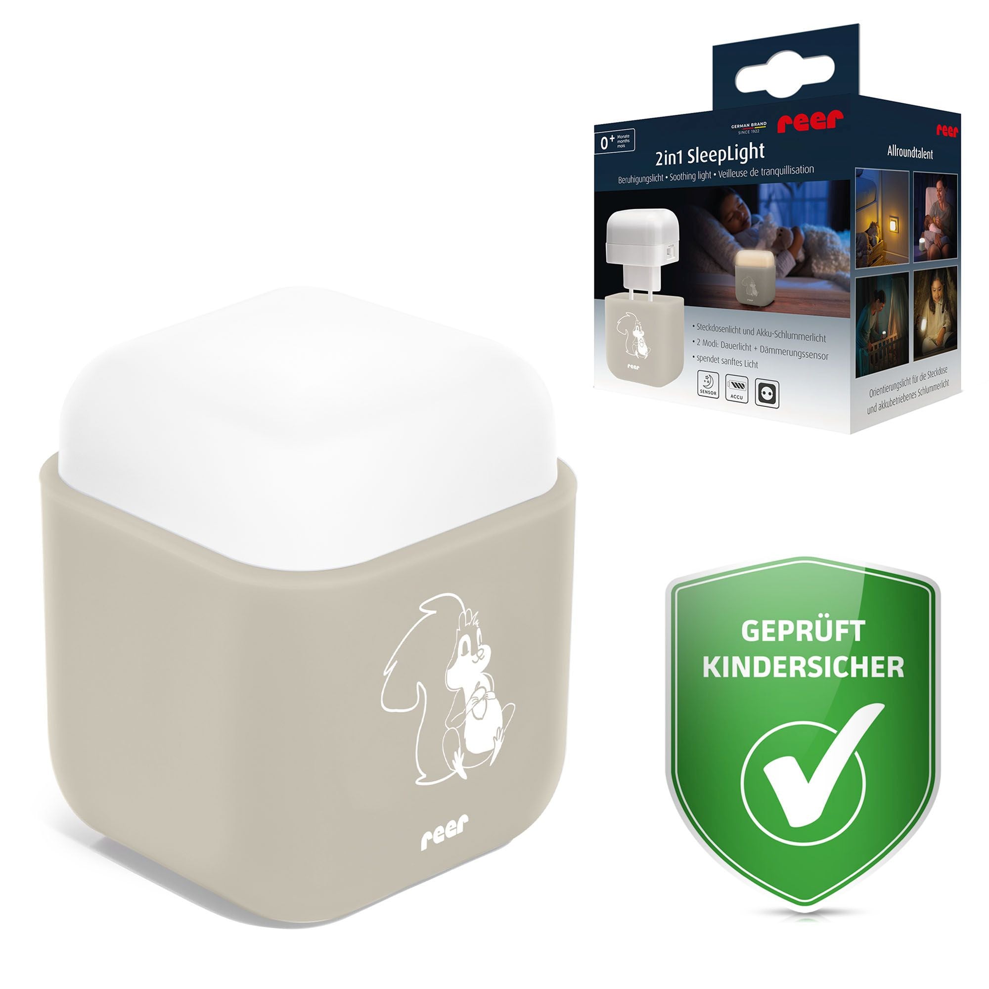 Lampă de noapte pentru copii 2 în 1 Reer Sleeplight Cream 