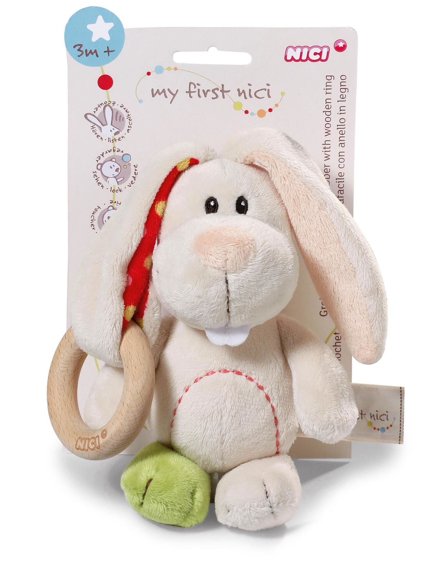 Nici Играчка Заекът Тили С Дървен Ринг 15См. 3+ Мес. --- BebeMama