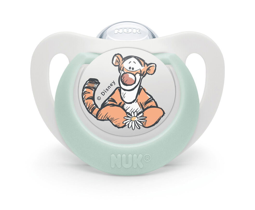 Nuk Биберон Залъгалка Силикон 0-6 Мес. 1Бр Мечо Пух + Кутийка За Съхранение И Стерилизация В Микровълнова- Тигър --- BebeMama