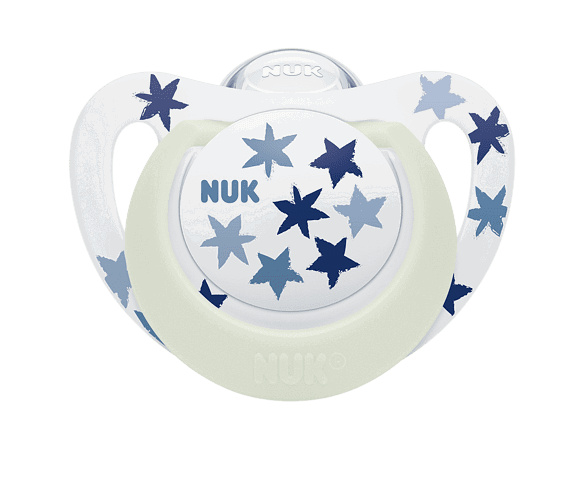 Nuk Биберон Залъгалка Силикон 6-18 1Бр. Star Night + Box - Сини Звезди --- BebeMama