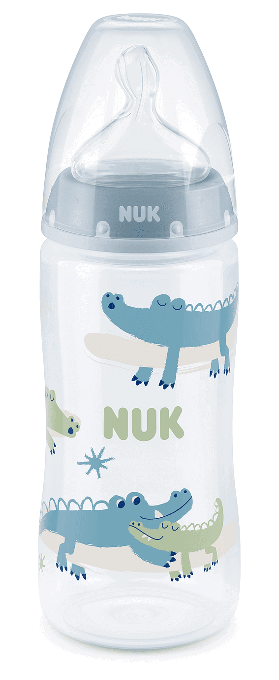 Nuk First Choice Рр Шише Temperature Control 300Мл Силиконов Биберон 0-6 Мес. Микс - Син --- BebeMama