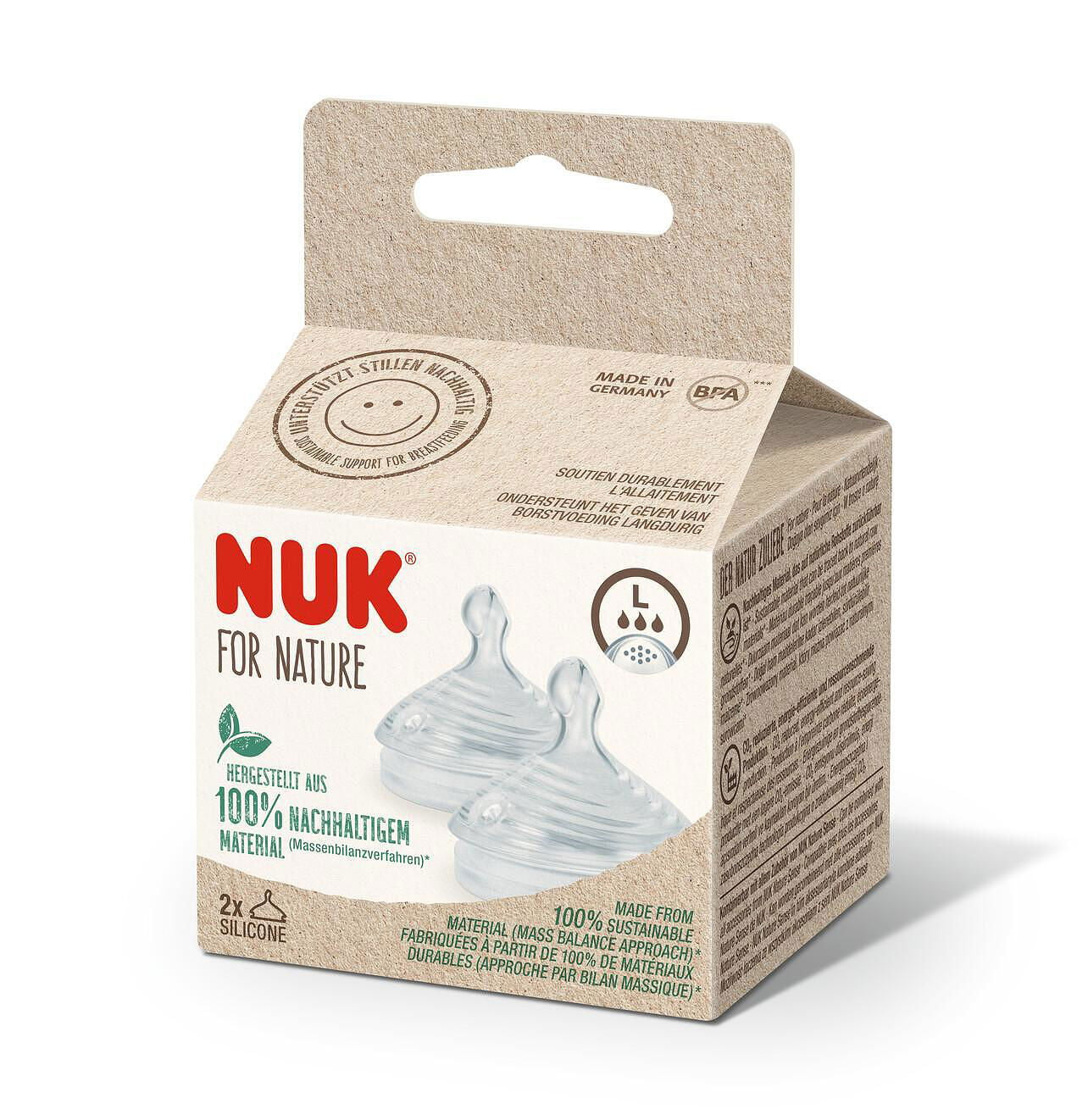 Nuk For Nature Биберон За Храна Силикон 0+ L 2Бр. Softer --- BebeMama