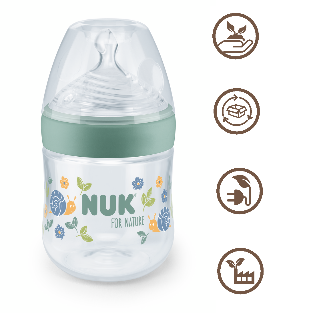 Nuk For Nature Шише Рр Temperature Control 150Мл. Със Силиконов Биберон 0+ S - Зелен --- BebeMama