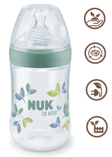Nuk For Nature Шише Рр Temperature Control 260Мл. Със Силиконов Биберон М - Зелен --- BebeMama