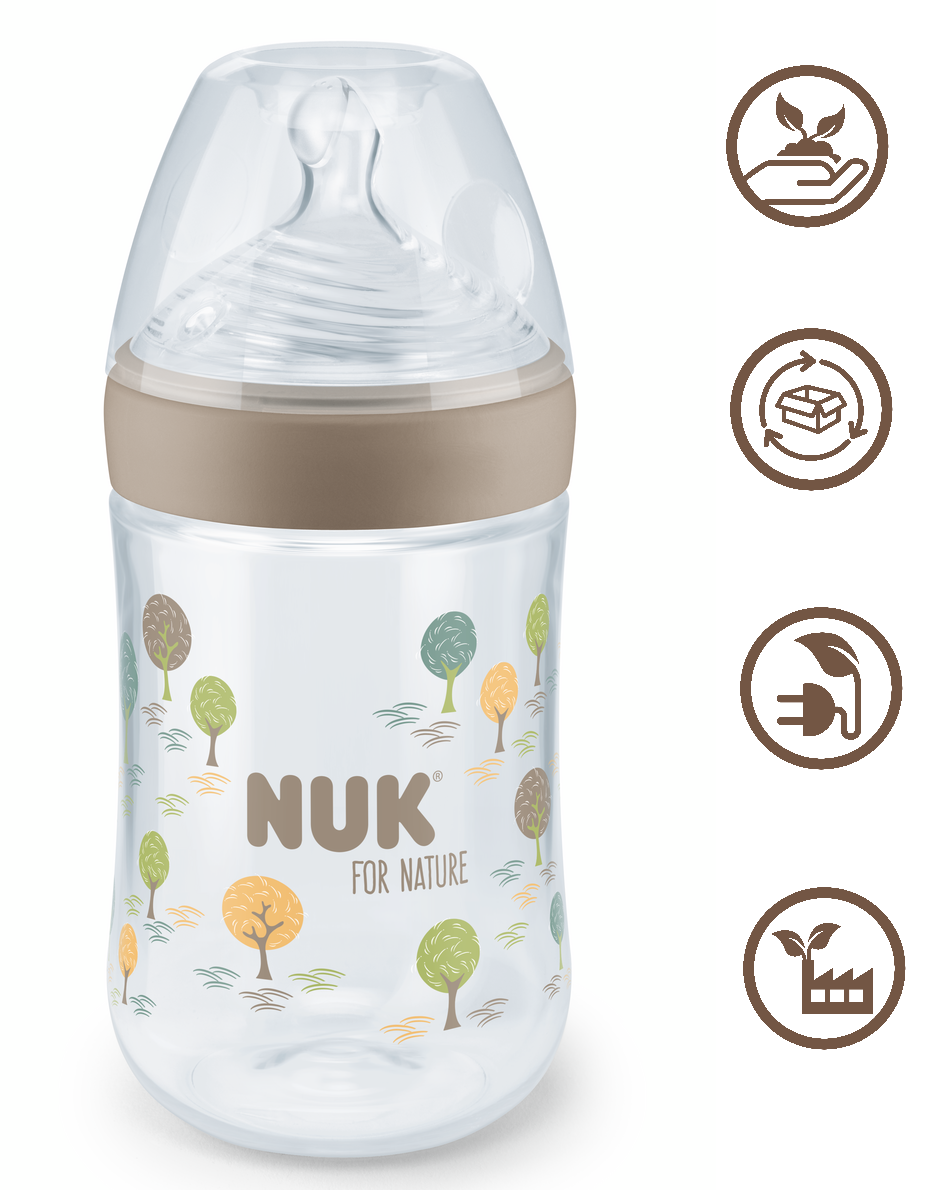 Nuk For Nature Шише Рр Temperature Control 260Мл. Със Силиконов Биберон 0+Мес. М - Бежов --- BebeMama