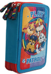 Geantă de toaletă Patrula Cățelușilor 21 x 14 x 7 cu 3 fermoare cu 3 compartimente cu spații pentru 42 de pixuri și creioane, 3 spații pentru o linie, o ascuțitoare și o radieră etc.