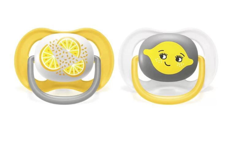 Philips Avent Залъгалки - Ultra Air + Стерил. Кутия (6-18М) Неутрални Лимон --- BebeMama