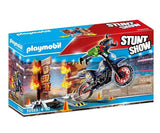 Playmobil - Каскадьорско Шоу Мотоциклет С Огнена Стена --- BebeMama