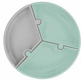 Minikoioi Puzzle Силиконова Чиния С Вакуум - 3 Части - River Зелен/Powder Grey --- BebeMama