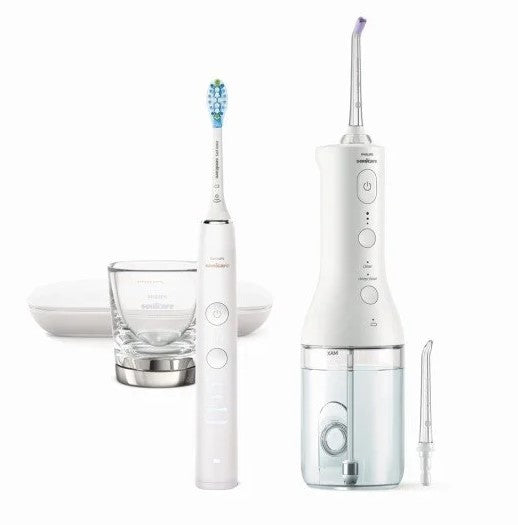 Periuță de dinți electrică Philips Sonicare K-Kt Diamond Clean 9000 + irigator oral Power Flosser 3000 - Alb 