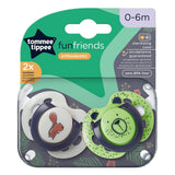 Suzete ortodontice Tommee Tippee Fun Friends, 0-6 luni, ursuleț/veveriță + cutie de sterilizare