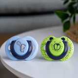 Suzete ortodontice Tommee Tippee Fun Friends, 0-6 luni, ursuleț de pluș/veveriță albastră + cutie de sterilizare