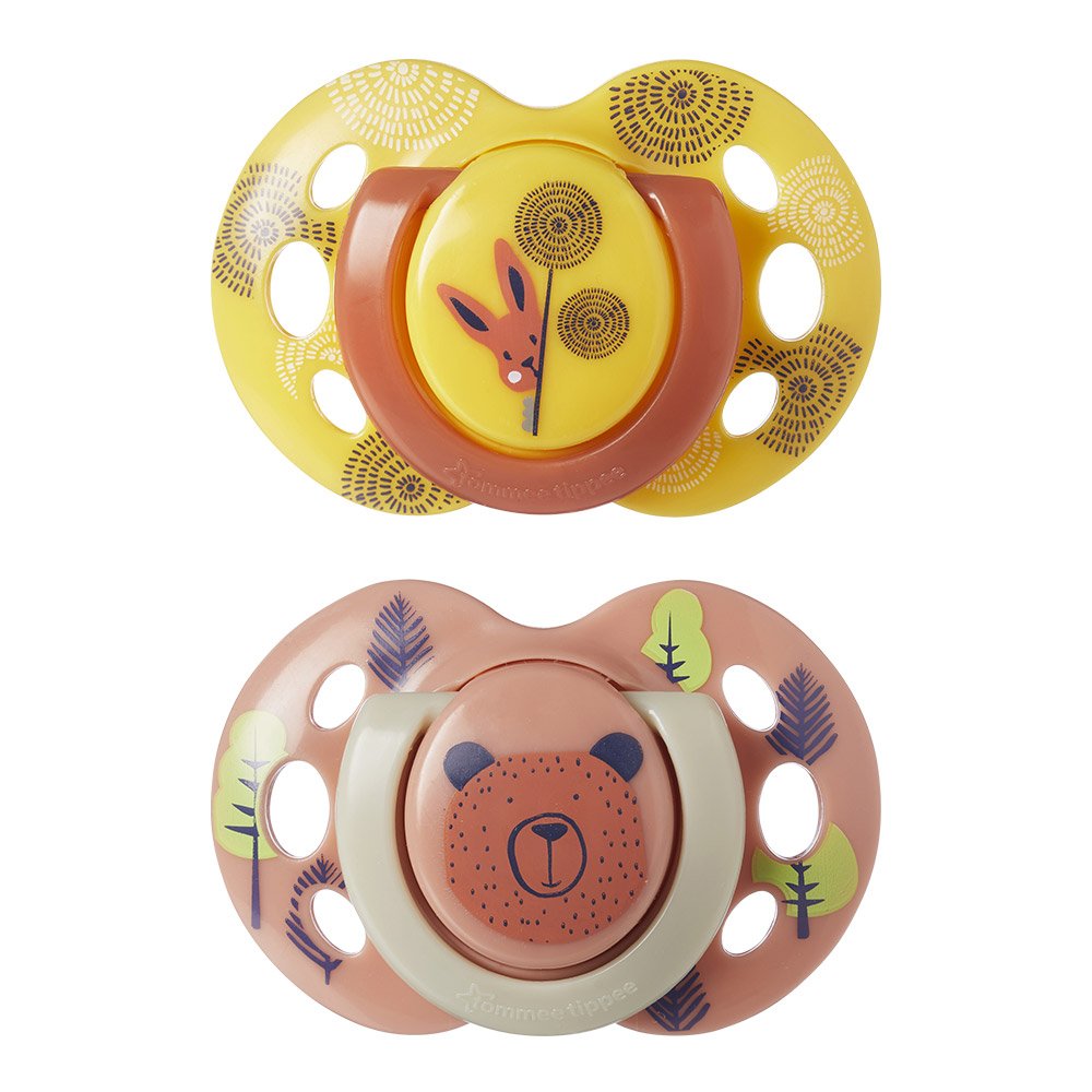Suzete ortodontice Tommee Tippee Fun Friends, 6-18 luni, ursuleț/veveriță + cutie de sterilizare