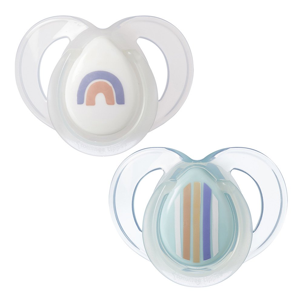 Suzete ortodontice de noapte Tommee Tippee, 18-36 luni, curcubeu/neutru