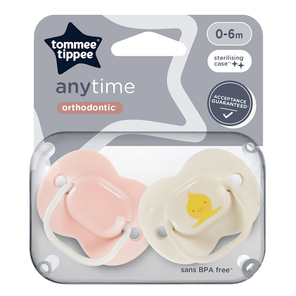 Залъгалки Anytime 0 6м, 2 Бр. Оп., Розов Крем Пате Tommee Tippee