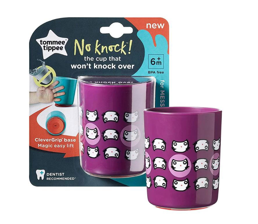 Tommee Tippee Супер Чаша - Не Се Преобръща Лесно Се Вдига 190 Мл. 6М+ Лилава --- BebeMama